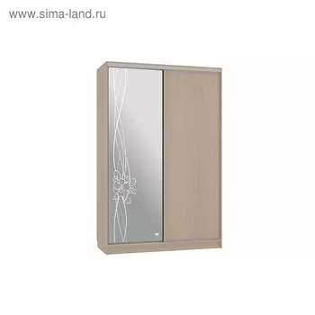 Шкаф-купе "Гранд 1-600 волны 2", 1500x600x2300, Дуб млечный