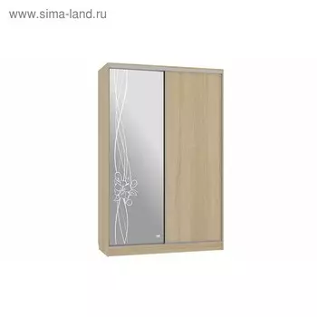 Шкаф-купе "Гранд 1-600 волны 2", 1500x600x2300, Дуб сонома