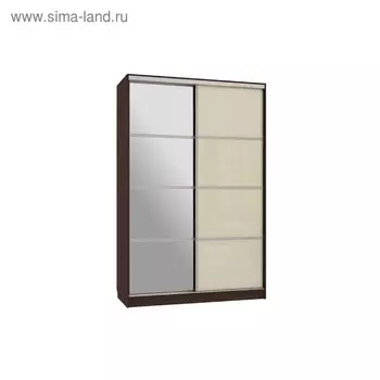 Шкаф-купе "Гранд 2-600 с зеркалом", 1500x600x2300, Венге/крем