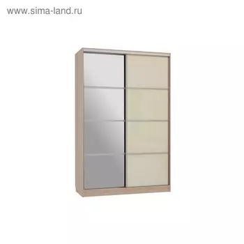 Шкаф-купе "Гранд 2-600 с зеркалом", 1500x600x2300, Дуб млечный/крем