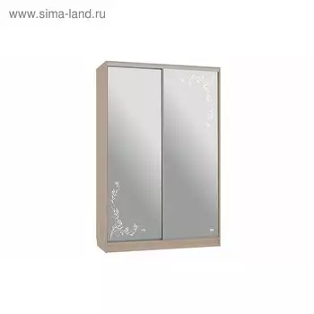 Шкаф-купе "Гранд 4-600 цветы 2", 1500x600x2300, Дуб млечный