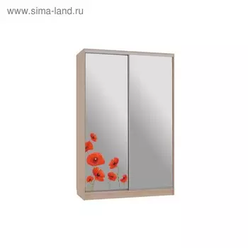 Шкаф-купе "Гранд 4-600 маки", 1500x600x2300, Дуб млечный