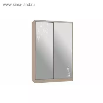 Шкаф-купе "Гранд 4-600 птицы", 1500x600x2300, Дуб млечный