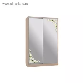 Шкаф-купе "Гранд 4-600 розы", 1500x600x2300, Дуб млечный