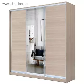 Шкаф-купе Хит-22-18/2-151, 18006202200 мм, ЛДСП/зеркало, цвет ясень шимо светлый