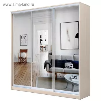 Шкаф-купе Хит-22-18/2-555, 18006202200 мм, зеркало, цвет дуб молочный