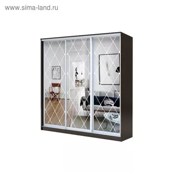 Шкаф-купе Хит-22-18/2-666, 18006202200 мм, цвет венге цаво, ромб большой на зеркале