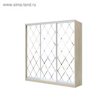 Шкаф-купе Хит-22-18/2-666, 18006202200 мм, цвет дуб сонома, ромб большой на матовом