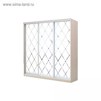 Шкаф-купе Хит-22-18-666, 18006202200 мм, цвет дуб молочный, ромб большой на матовом