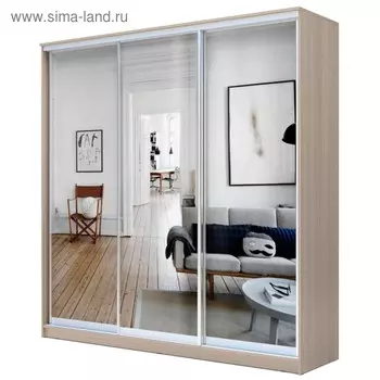 Шкаф-купе Хит-22-20-555, 20006202200 мм, зеркало, цвет ясень шимо светлый