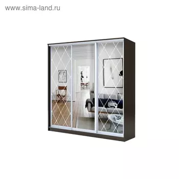Шкаф-купе Хит-22-20-656, 20006202200 мм, цвет венге цаво, ромб большой на зеркале
