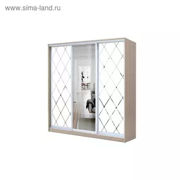 Шкаф-купе Хит-22-20-656, 20006202200 мм, ясень шимо светлый, ромб большой на матовом