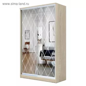 Шкаф-купе Хит-23-17-66, 16806202300 мм, цвет дуб сонома, ромб большой на зеркале