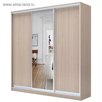 Шкаф - купе «Хит-24-20-151», с зеркалом, 20006202400 мм, цвет ясень шимо светлый