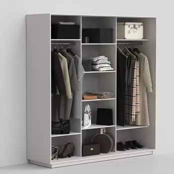 Шкаф-купе «Эко-Сим ЗЗ», 2100х600х2200 мм, зеркало, цвет белый