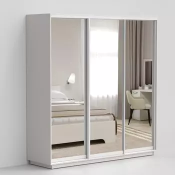 Шкаф-купе «Эко-Сим ЗЗ», 2400х600х2200 мм, зеркало, цвет белый
