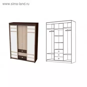 Шкаф купе «Комби», цвет венге, дуб