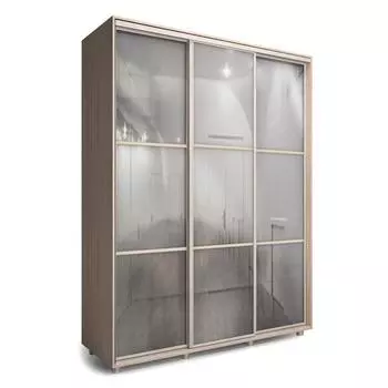 Шкаф-купе Модный Зеркало Ясень шимо светлый/Белый/Венге светлый 2100х600х2300