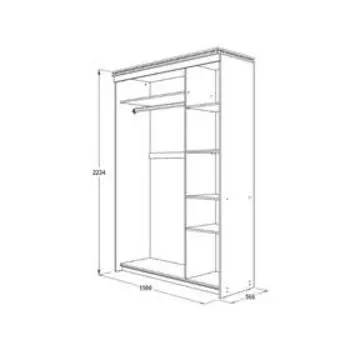 Шкаф-купе «Ольга 13», 1500 × 566 × 2234 мм, зеркало, ясень анкор тёмный / анкор светлый