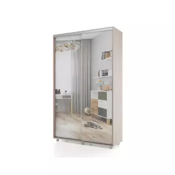 Шкаф-купе PRIME, 2 двери, 2 зеркала, 14006042300 мм, цвет ясень цвет шимо светлый
