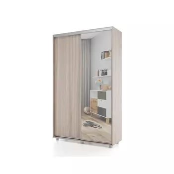 Шкаф-купе PRIME, 2 двери, зеркало, 12006042300 мм, цвет ясень цвет шимо светлый