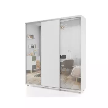 Шкаф-купе PRIME, 3 двери, 2 зеркала, 17706042300 мм, цвет белый