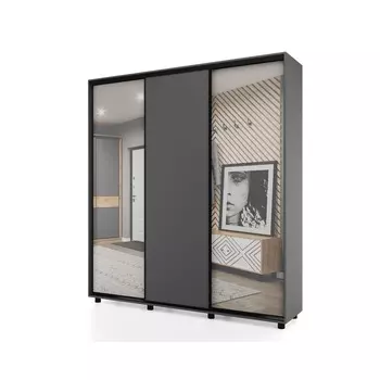 Шкаф-купе PRIME, 3 двери, 2 зеркала, 23706042300 мм, цвет дуб