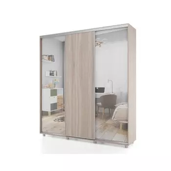 Шкаф-купе PRIME, 3 двери, 2 зеркала, 23706042300 мм, цвет ясень цвет шимо светлый
