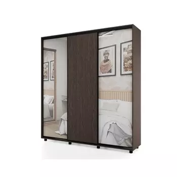 Шкаф-купе PRIME, 3 двери, 2 зеркала, 17706042300 мм, цвет венге темный