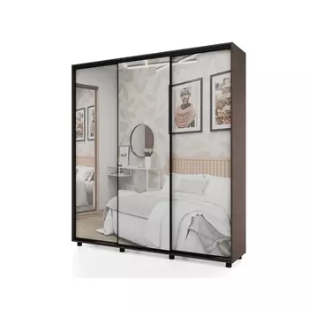 Шкаф-купе PRIME, 3 двери, 3 зеркала, 23706042300 мм, цвет венге темный