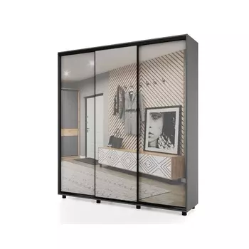 Шкаф-купе PRIME, 3 двери, 3 зеркала, 20706042300 мм, цвет дуб