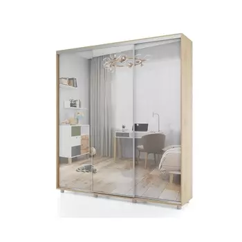 Шкаф-купе PRIME, 3 двери, 3 зеркала, 20706042300 мм, цвет дуб сонома