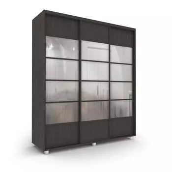 Шкаф-купе Стильный зелкало+ЛДСП Венге тёмный/Белый 1800х600х2300