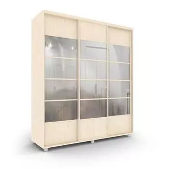 Шкаф-купе Стильный зелкало+ЛДСП Венге светлый/Белый 1800х600х2300