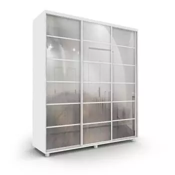 Шкаф-купе Стильный зеркало Белый 2100х600х2300