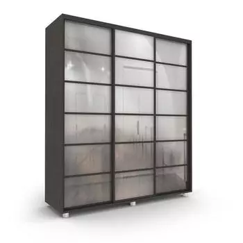 Шкаф-купе Стильный зеркало Венге тёмный/Белый 2100х600х2300