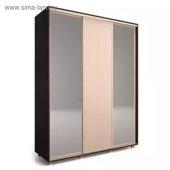 Шкаф-купе Удачный 2 зеркала 1770х600х2300 Венге Темный/Венге Светлый