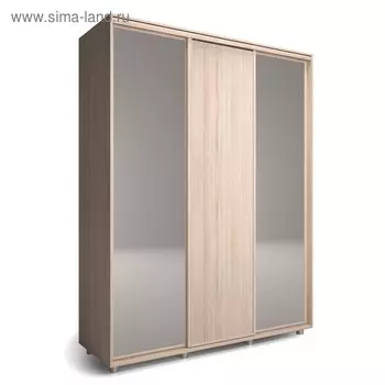 Шкаф-купе Удачный 2 зеркала 1770х600х2300 Ясень Шимо Светлый