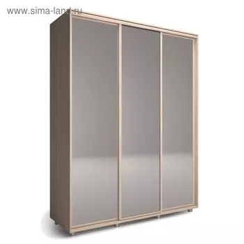 Шкаф-купе Удачный 3 зеркала 2370х600х2300 Ясень Шимо Светлый
