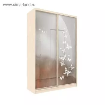Шкаф-купе Удобный 1 зеркало Бабочки Венге Светлый