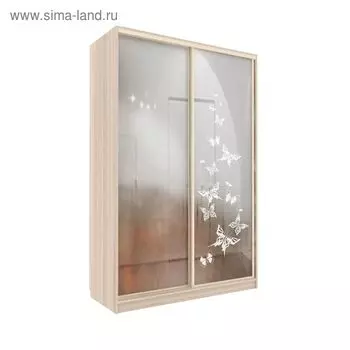 Шкаф-купе Удобный 1 зеркало Бабочки Ясень Шимо Светлый