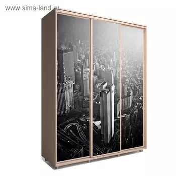 Шкаф-купе Яркий-222 2370600х2300 Венге Светлый/Мегаполис 3