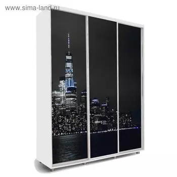 Шкаф-купе Яркий-222 2370х600х2300 Белый/Мегаполис 4