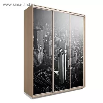 Шкаф-купе Яркий-222, 2370х600х2300, Дуб сонома/Мегаполис 3