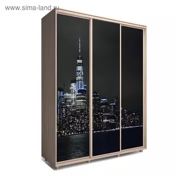 Шкаф-купе Яркий-222, 2370х600х2300, Ясень шимо светлый/Мегаполис 4