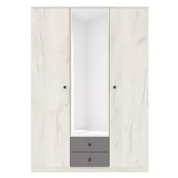Шкаф «Люсси», 15045882120 мм, 3 двери, 2 ящика, зеркало, дуб крафт белый / шифер серый