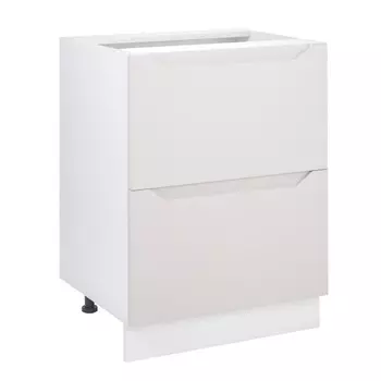 Шкаф напольный 600 2 ящика Хельга, 600х500х824, Белый/Грей софт МДФ