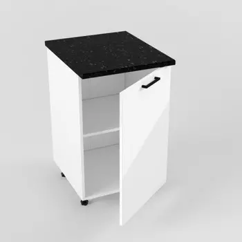 Шкаф напольный Н500 500х600х850 Белый/Белый глянец/Бриллиант черный