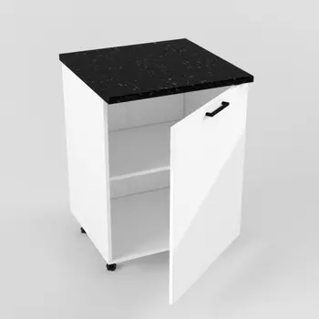 Шкаф напольный Н600 600х600х850 Белый/Белый глянец/Бриллиант черный