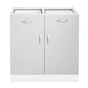 Шкаф напольный с 2 ящиками Мальма 800х580х820 Светло-серый/Белый